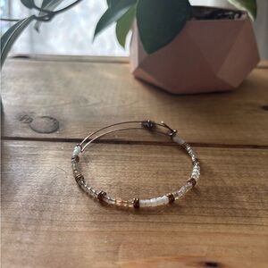 Alex & Ani white, clear and gold beaded bracelet